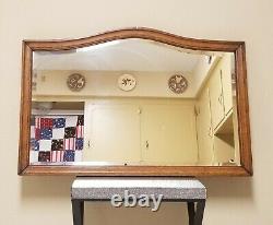 1800s ANTIQUE Mission Oak Wood Beveled Glass Mirror Vanity Wall Very Heavy