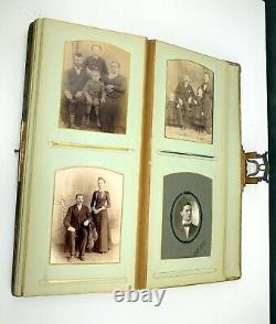 1882 ANTIQUE old VICTORIAN Photo ALBUM book MISSION OAK Wood 16 pages 64 Photos