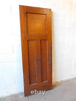 1900's Antique INTERIOR DOOR Three Panel CRAFTSMAN / MISSION Style Oak ORNATE