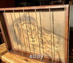 1910 Shop Of The Crafters, Cincinnati, Mission Oak Caged Circus Lion Framed
