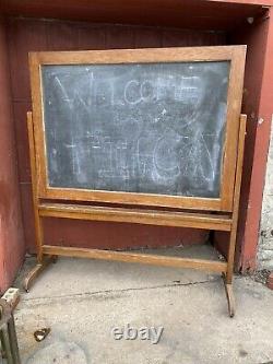 1920s VTG Schoolhouse Double Sided Chalk Board/Stand Mission Kitchen Menu Board