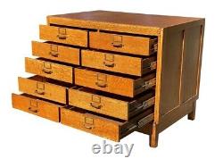 20th C Antique Arts & Crafts / Mission Oak 10 Drawer Industrial Oak File Cabinet