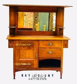20th C Antique Arts & Crafts / Mission Oak Sideboard / Server Art Nouveau