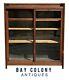 20th C Antique Arts & Crafts / Mission Oak Sliding Door Tiger Oak Bookcase