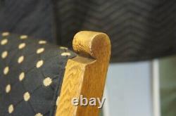 20th Century Oak Mission Arts & Crafts Rocker Rocking Chair Black & Gold Fabric