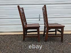 (2) Antique Mission Oak Low / Childs Side Chairs Quarter-Sawn a rare pair