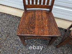 (2) Antique Mission Oak Low / Childs Side Chairs Quarter-Sawn a rare pair