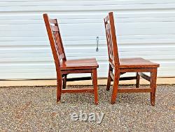 (2) Antique Mission era Childs Side Chairs Quartersawn Golden OAK rare pair