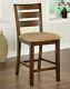 2 Furniture of America Priscilla II Brown Oak Counter Height Chairs ladderback