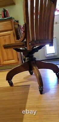 3 three Antique Mission Oak INDUSTRIAL Office/dining Chairs