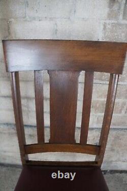 4 Antique Quartersawn Oak Mission Arts & Crafts Style Slat Back Dining Chairs
