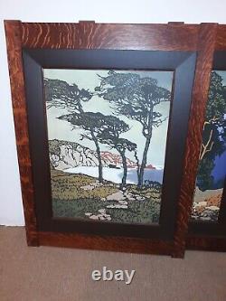 4 Arts And Crafts Prints In Solid Mission Oak Frames Antique Style