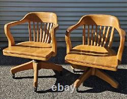 (4) Vintage Lawyer Banker Rolling Office Arm Chairs Set Of Four