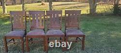 4 arts crafts mission oak slat back chairs SHIPPING available NO PROBLEM call
