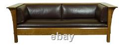 51789EC STICKLEY Mission Oak Arts & Crafts Leather Sofa