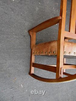63722 Antique Mission Arts Crafts Oak Rocker Rocking Chair STICKLEY