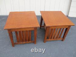 64344 Pair RIVERSIDE Furniture Mission Oak Lamp Table Stand Nightstands