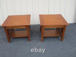 64344 Pair RIVERSIDE Furniture Mission Oak Lamp Table Stand Nightstands