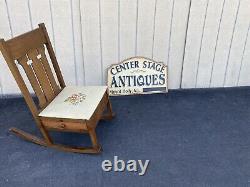64507 Mission Oak Rocking Chair with Sewing Drawer + Needlepoint seat