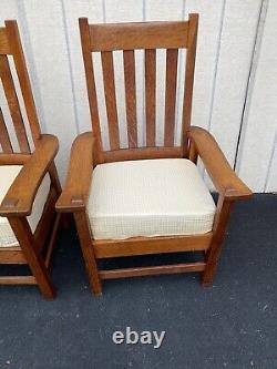 65129 Pair Mission Oak Armchair Chair s Art Crafts