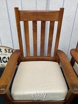 65129 Pair Mission Oak Armchair Chair s Art Crafts