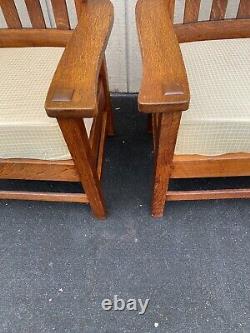 65129 Pair Mission Oak Armchair Chair s Art Crafts