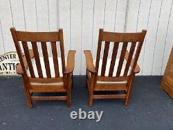 65129 Pair Mission Oak Armchair Chair s Art Crafts