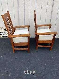 65129 Pair Mission Oak Armchair Chair s Art Crafts