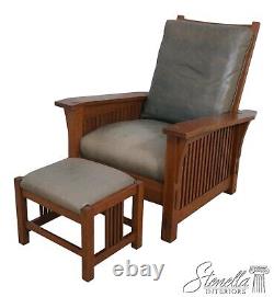 65836EC STICKLEY Mission Oak Leather Morris Chair & Ottoman