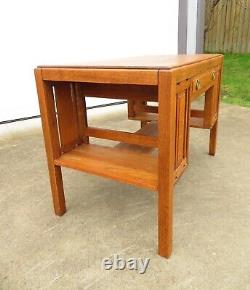 ANTIQUE Arts & Crafts MISSION OAK LIBRARY DESK With BOOK SHELF Writing Table