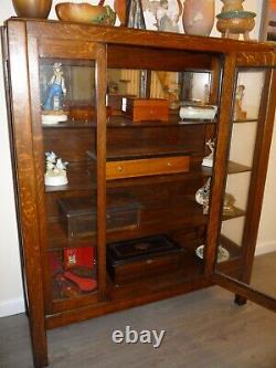 ANTIQUE MISSION ARTS AND CRAFTS OAK CHINA CABINET 44x15x52 PRICE REDUCED