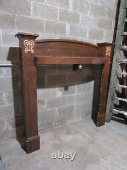 ANTIQUE OAK FIREPLACE MANTEL MISSION STYLE 63 x 61 47 OPENING SALVAGE