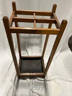 ANTIQUE OAK UMBRELLA CANE HALL STAND 29.5'' High