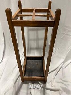 ANTIQUE OAK UMBRELLA CANE HALL STAND 29.5'' High