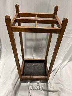 ANTIQUE OAK UMBRELLA CANE HALL STAND 29.5'' High