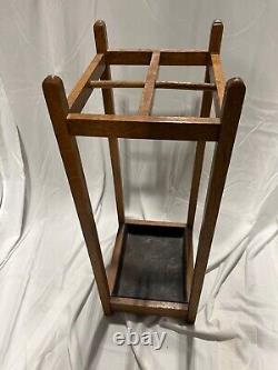 ANTIQUE OAK UMBRELLA CANE HALL STAND 29.5'' High