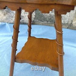 ARTS & CRAFTS Mission Tambouret Plant Stand Two Tier Oak Table 16 Tall