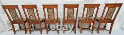 American Arts & Crafts Mission Tiger Oak Set of 6 Dining Chairs Restored