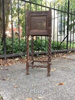 Ancient Antique Barley Twist Plant Stand Square Display Table Oak