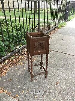 Ancient Antique Barley Twist Plant Stand Square Display Table Oak