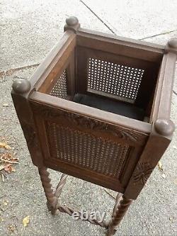 Ancient Antique Barley Twist Plant Stand Square Display Table Oak