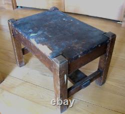 Ant. Orig. Arts & Crafts Mission Oak Stool Restorethrough Tenoned Stretcher