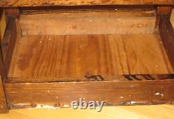 Ant. Orig. Arts & Crafts Mission Oak Stool Restorethrough Tenoned Stretcher