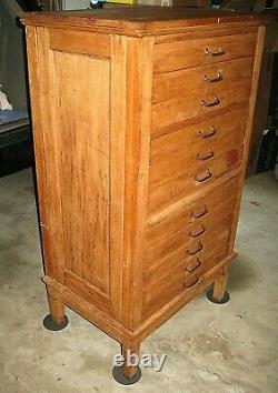 Antique 1912 Mission Oak 11 Drawer Flat Apothecary Map Architect File Cabinet