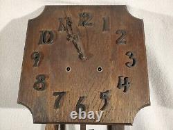 Antique 1920's Arts & Crafts Wooden Wood Mission Style Wall Clock