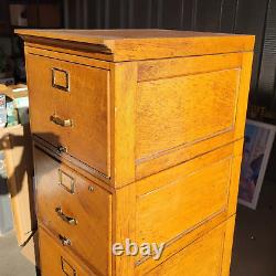 Antique 5 Piece Mission Oak Stacking Locking Legal File Cabinet With Feet & Lid
