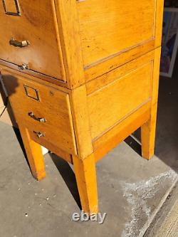 Antique 5 Piece Mission Oak Stacking Locking Legal File Cabinet With Feet & Lid