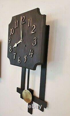Antique 8 Day Gilbert Mission Wall Clock Oak Gong and Bell Strike 1907 Works
