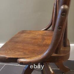 Antique Adjustable Children's Swivel Desk Chair Dark Oak Mission / Industrial