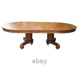 Antique American Empire Mission Quartersawn Oak Oval Extendable Dining Table